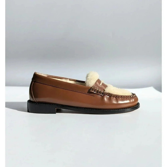 G.H.BASS Women's Whitney Shearling Loafers Whiskey Brown Size US 6 (MSRP $175) - Picture 3 of 11